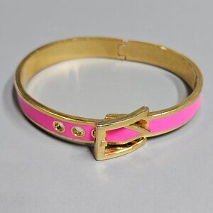 C Wonder Christian Siriano Bracelet Hot Pink Enamel Hinged Bangle Adjustable